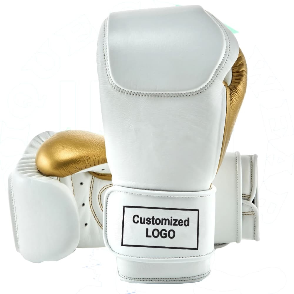 Leather Boxing Gloves - White & Black